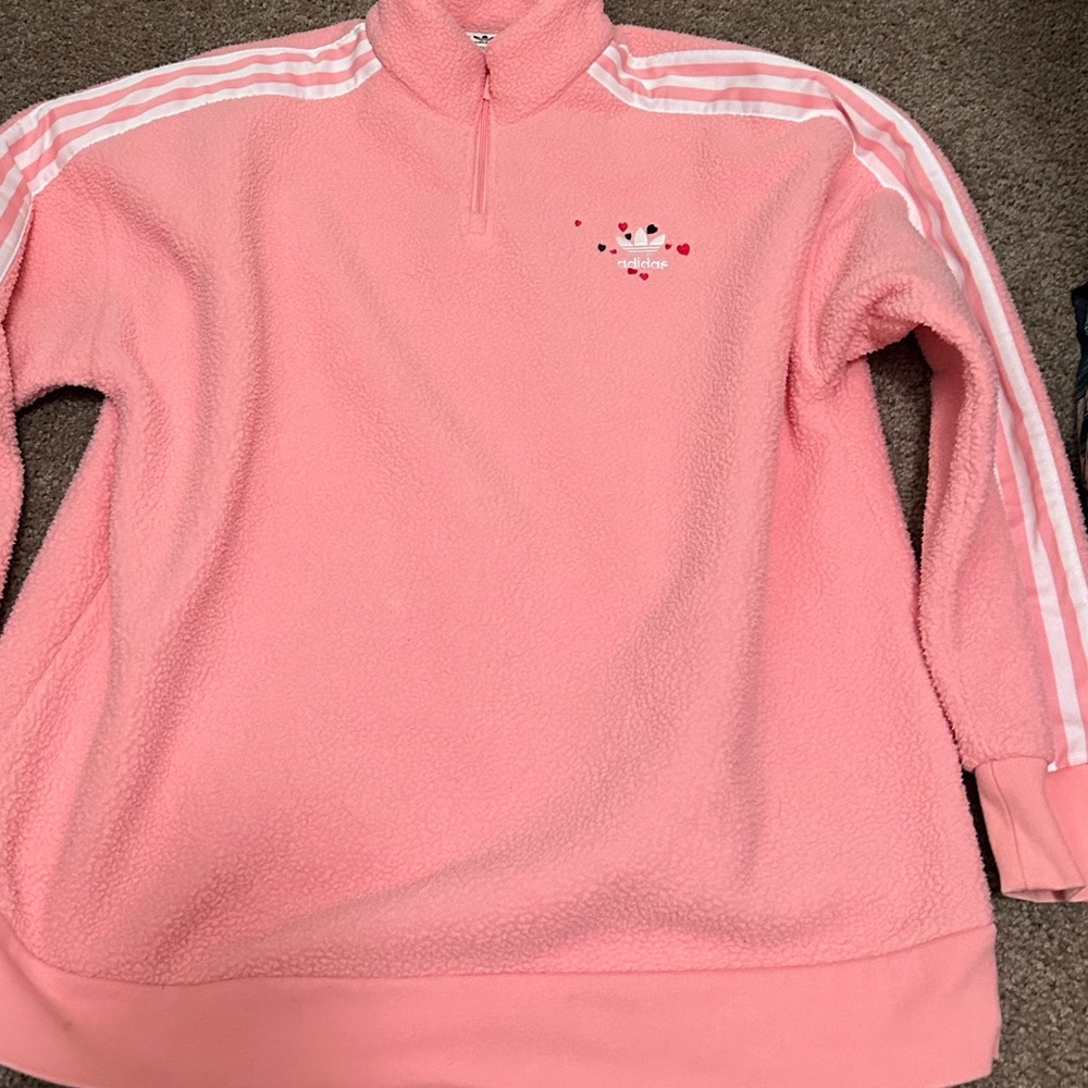 Adidas Pink Sherpa Zip Hoodie